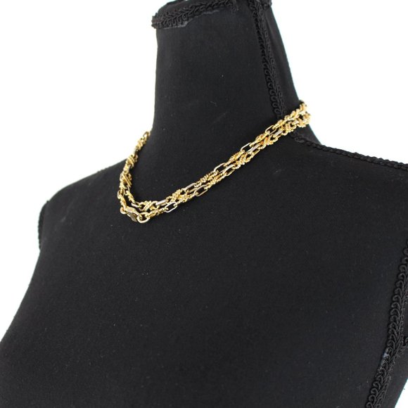 CÉLINE Gold Chainlink Long C Triomphe Logo Necklace Stackable Paris Vintage - Picture 6 of 6